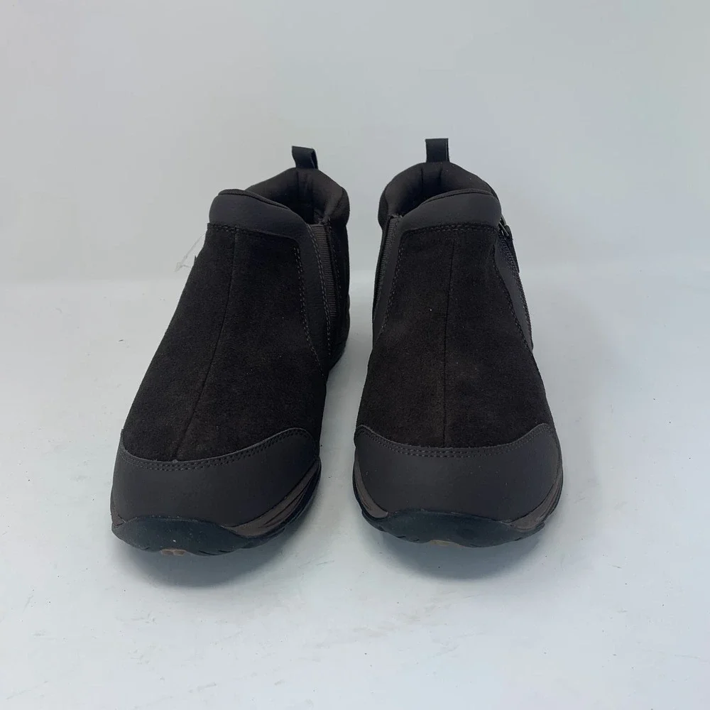 Easy Spirit Evony Ankle Boots Women's 12M Dark Brown Suede Casual Side Zip S0729